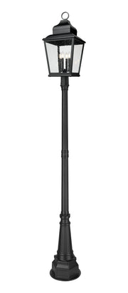 Raphael 4 Light 14" Outdoor Post Mount Fixture in Sand Black, 84" Post, 14" Base