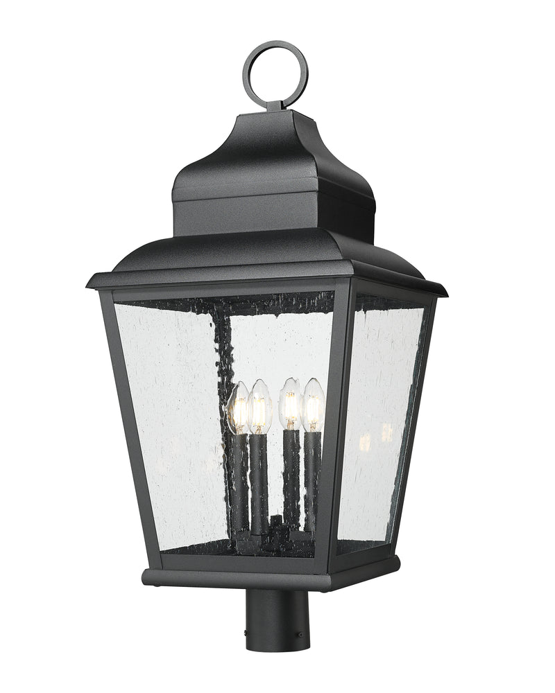Raphael 4 Light 14" Outdoor Post Mount Fixture in Sand Black, Post Top Only, Round Fitter