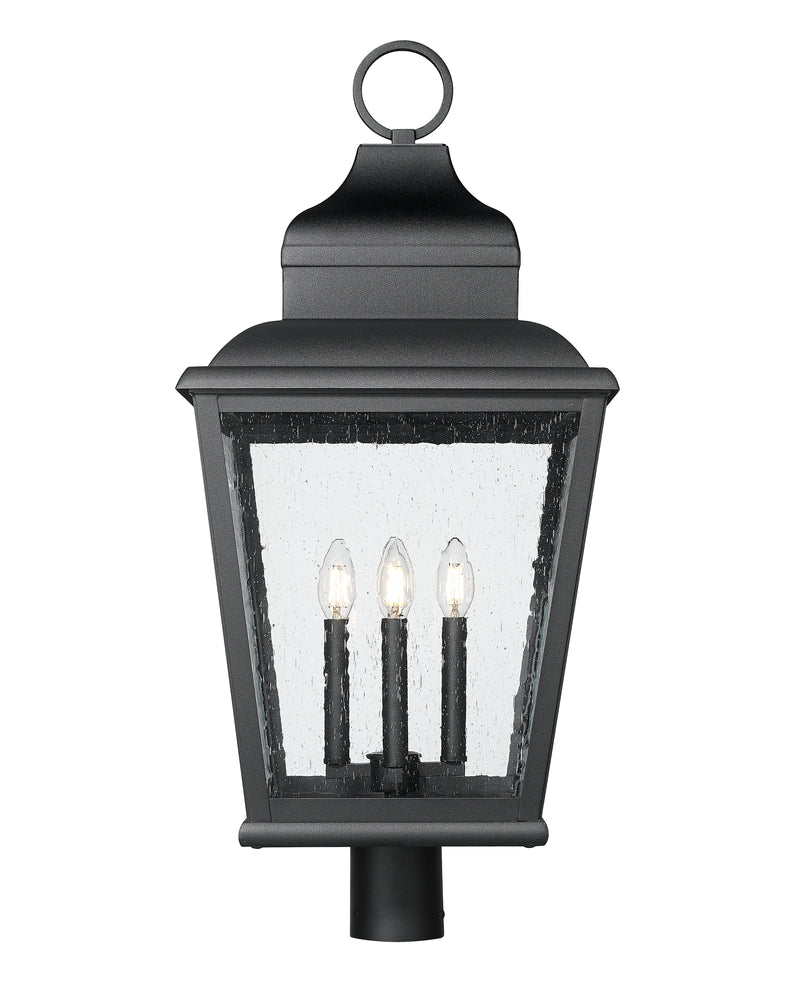 Raphael 4 Light 14" Outdoor Post Mount Fixture in Sand Black, Post Top Only, Round Fitter