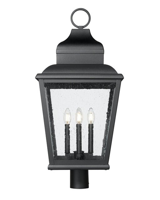 Raphael 4 Light 14" Outdoor Post Mount Fixture in Sand Black, Post Top Only, Round Fitter