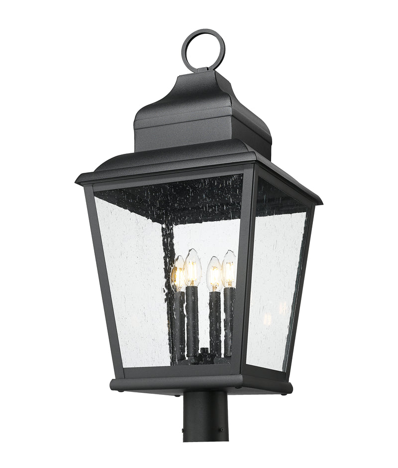Raphael 4 Light 14" Outdoor Post Mount Fixture in Sand Black, Post Top Only, Round Fitter