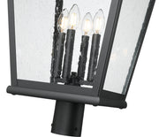 Raphael 4 Light 14" Outdoor Post Mount Fixture in Sand Black, Post Top Only, Round Fitter