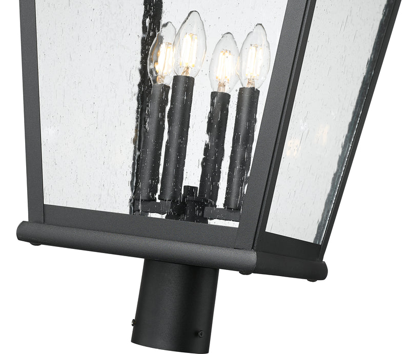 Raphael 4 Light 14" Outdoor Post Mount Fixture in Sand Black, Post Top Only, Round Fitter