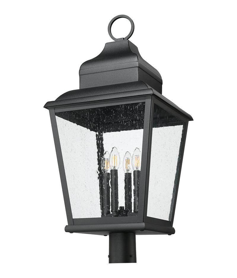 Raphael 4 Light 14" Outdoor Post Mount Fixture in Sand Black, Post Top Only, Round Fitter