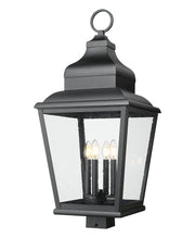 Raphael 4 Light 14" Outdoor Post Mount Fixture in Sand Black, Post Top Only, Square Fitter