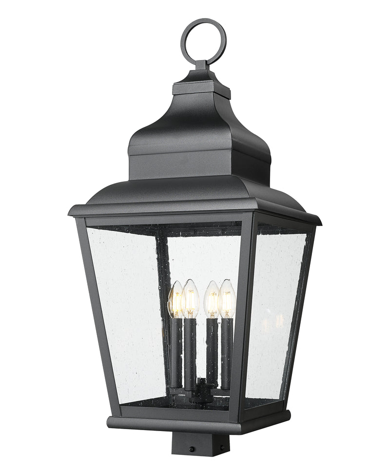 Raphael 4 Light 14" Outdoor Post Mount Fixture in Sand Black, Post Top Only, Square Fitter