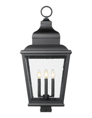 Raphael 4 Light 14" Outdoor Post Mount Fixture in Sand Black, Post Top Only, Square Fitter