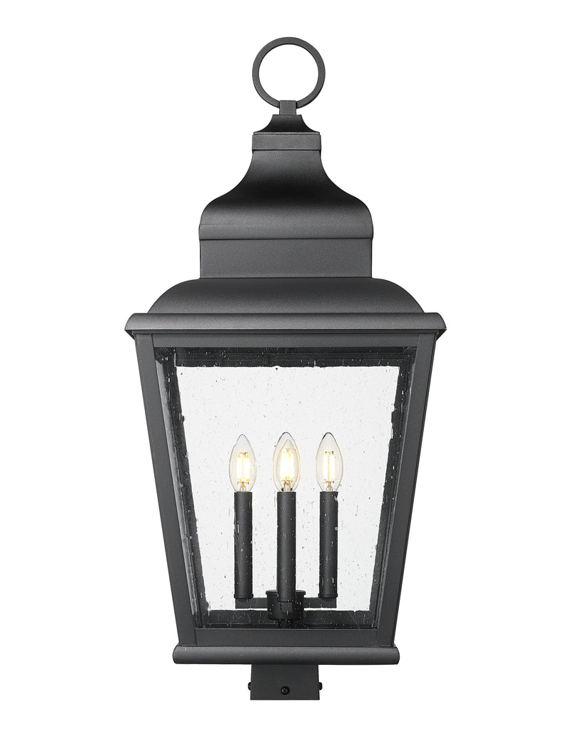 Raphael 4 Light 14" Outdoor Post Mount Fixture in Sand Black, Post Top Only, Square Fitter