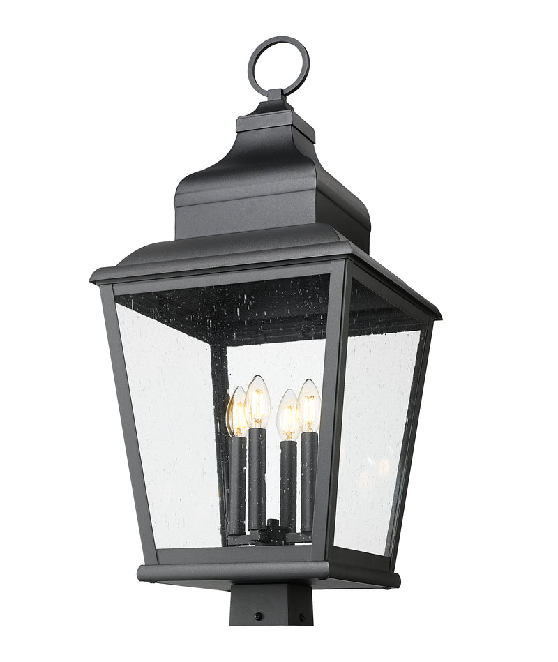 Raphael 4 Light 14" Outdoor Post Mount Fixture in Sand Black, Post Top Only, Square Fitter