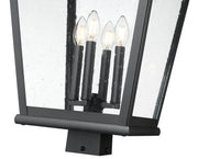Raphael 4 Light 14" Outdoor Post Mount Fixture in Sand Black, Post Top Only, Square Fitter