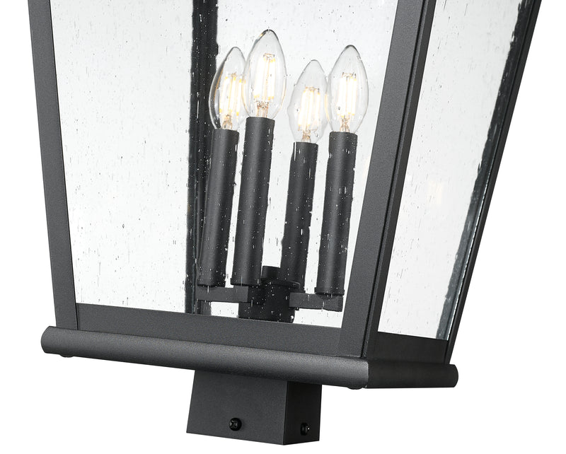 Raphael 4 Light 14" Outdoor Post Mount Fixture in Sand Black, Post Top Only, Square Fitter