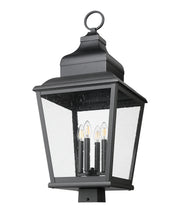 Raphael 4 Light 14" Outdoor Post Mount Fixture in Sand Black, Post Top Only, Square Fitter