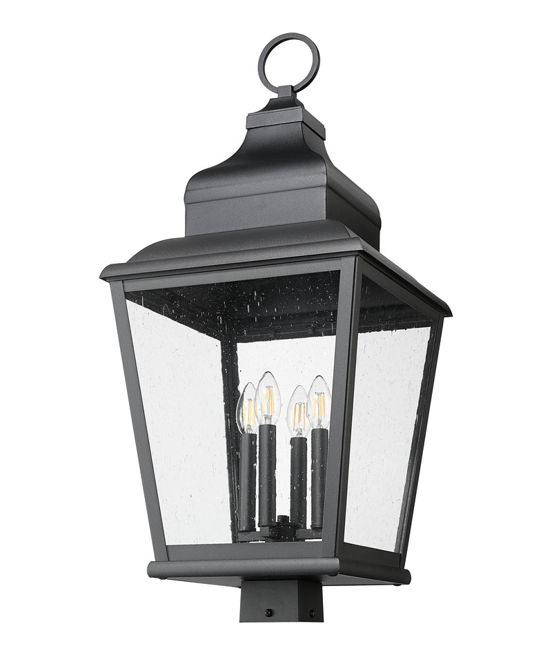 Raphael 4 Light 14" Outdoor Post Mount Fixture in Sand Black, Post Top Only, Square Fitter