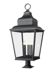 Raphael 5 Light 18" Outdoor Post Mount Fixture in Sand Black, Pier Mount, 6" Base
