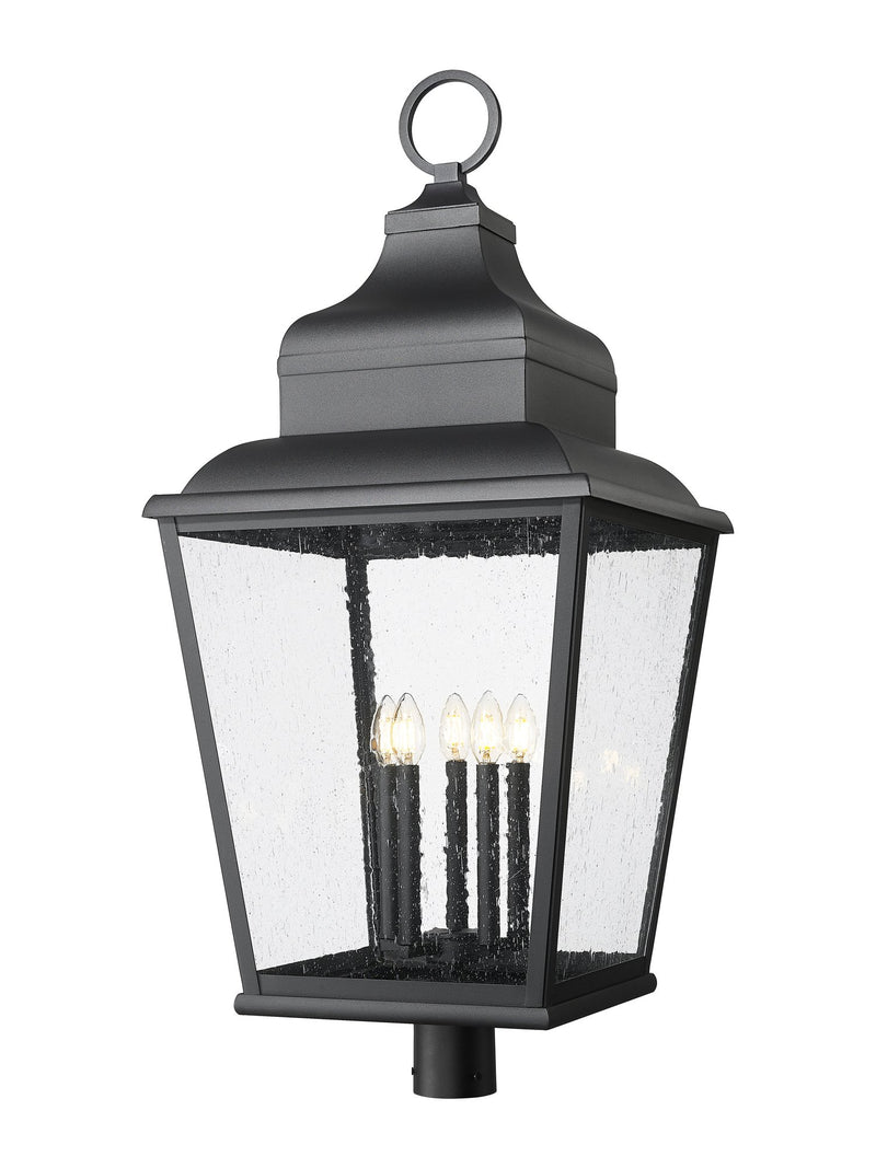 Raphael 5 Light 18" Outdoor Post Mount Fixture in Sand Black, Post Top Only, Round Fitter