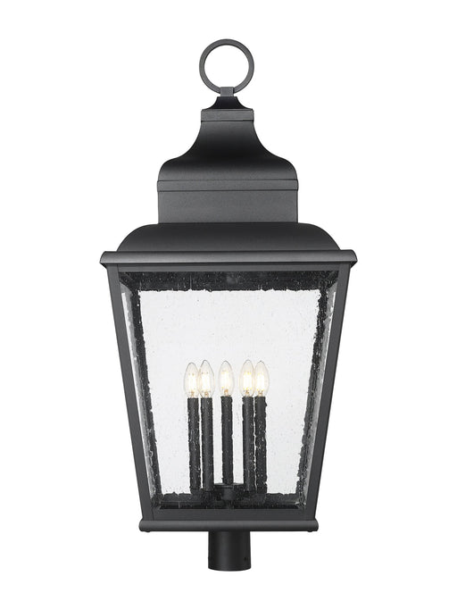 Raphael 5 Light 18" Outdoor Post Mount Fixture in Sand Black, Post Top Only, Round Fitter