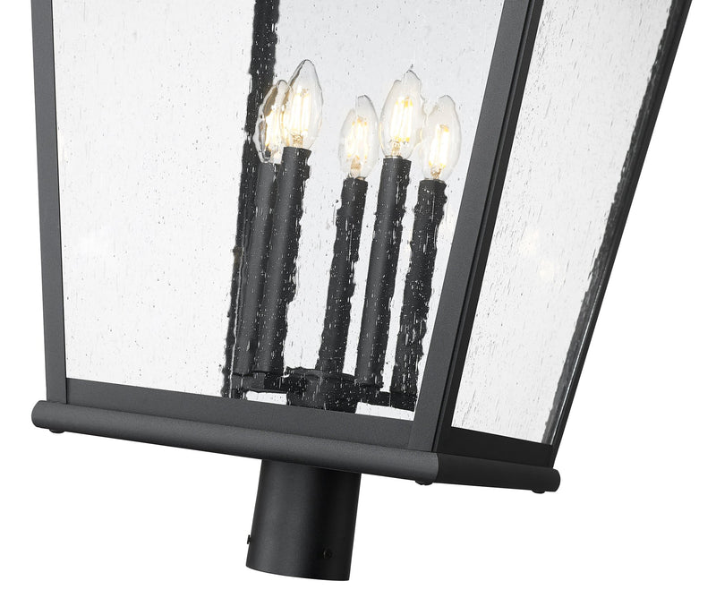Raphael 5 Light 18" Outdoor Post Mount Fixture in Sand Black, Post Top Only, Round Fitter