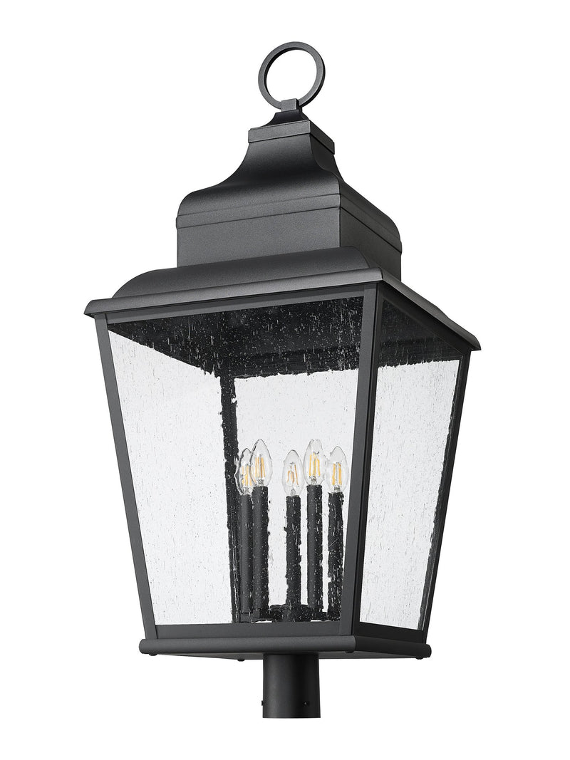 Raphael 5 Light 18" Outdoor Post Mount Fixture in Sand Black, Post Top Only, Round Fitter