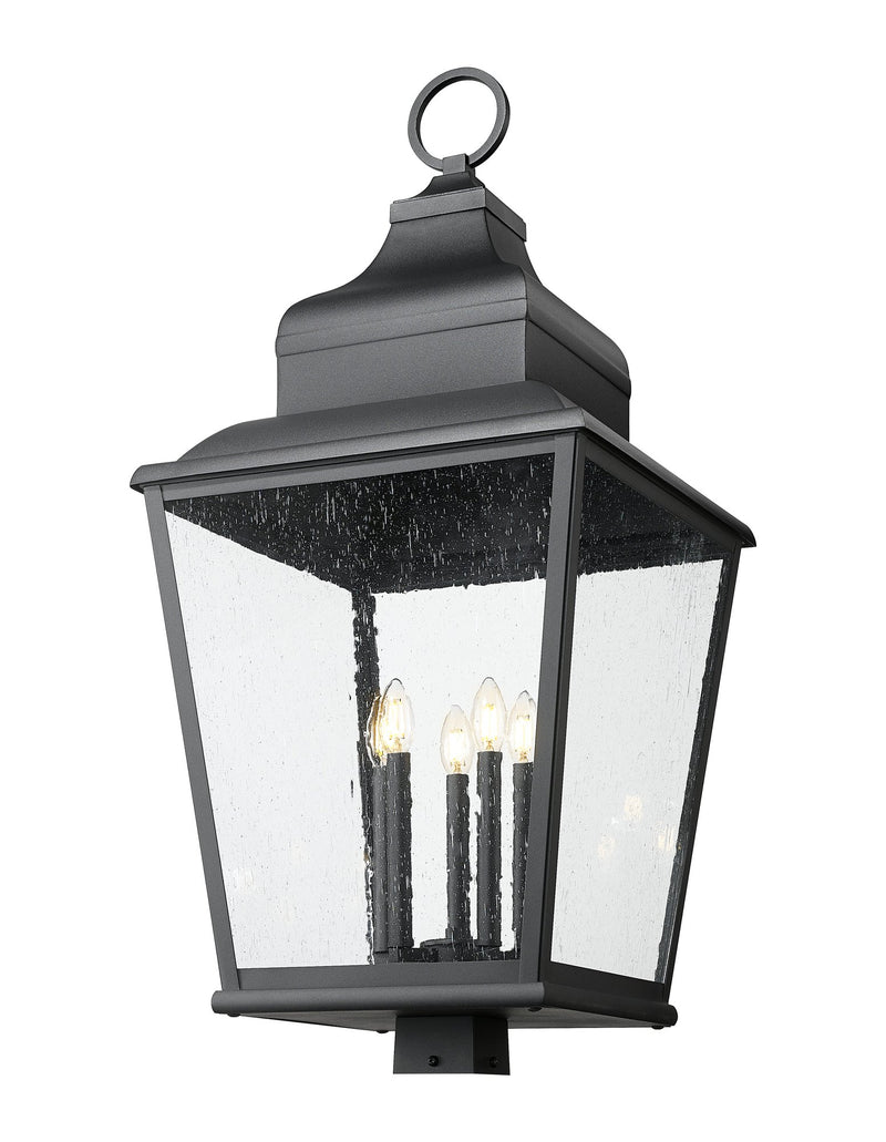 Raphael 5 Light 18" Outdoor Post Mount Fixture in Sand Black, Post Top Only, Square Fitter
