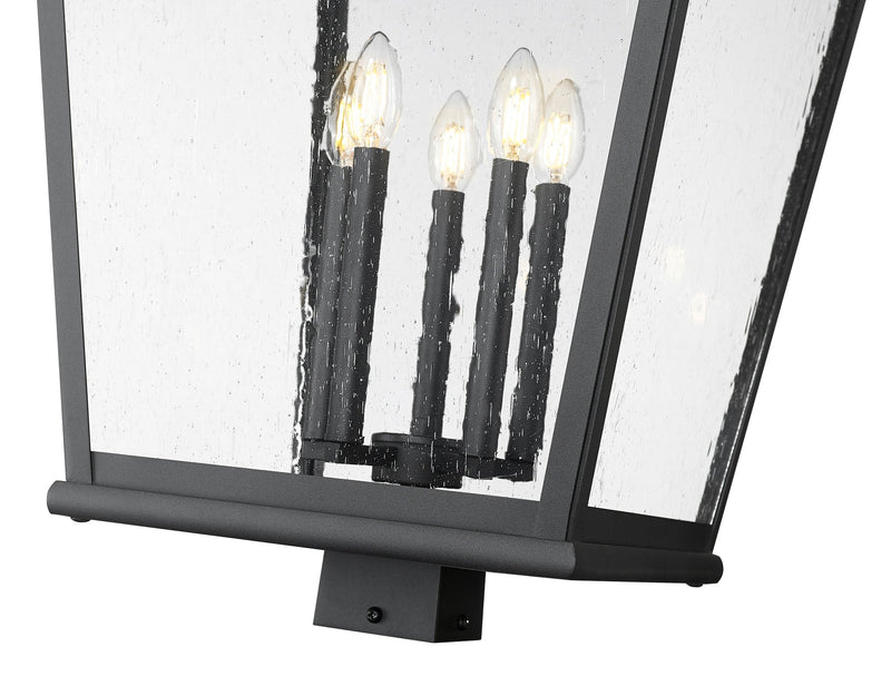 Raphael 5 Light 18" Outdoor Post Mount Fixture in Sand Black, Post Top Only, Square Fitter