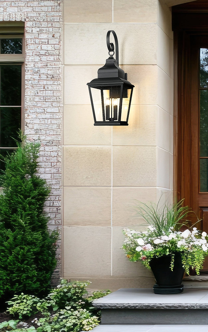 Raphael 4 Light 14" Outdoor Wall Light in Sand Black in a room setting