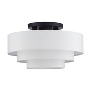 Manorwood 4-Light 21" Semi-Flush Mount with Off-White Shade in Bronze