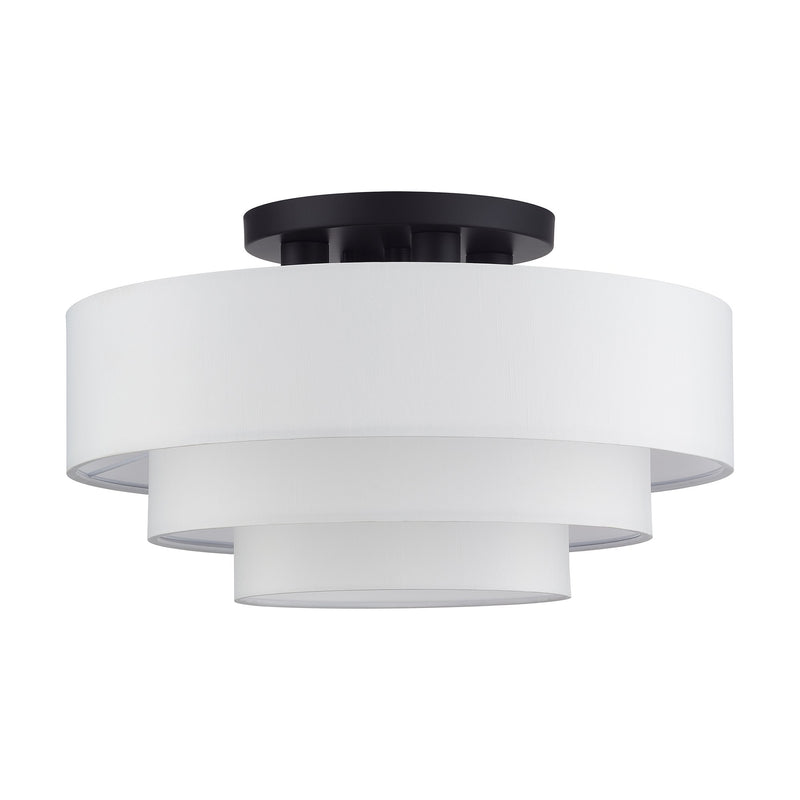 Manorwood 4-Light 21" Semi-Flush Mount with Off-White Shade in Bronze