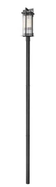 Fortis 2 Light 9.25" Outdoor Post Light, Round Post Fitter in Sand Black, 121" Straight Post