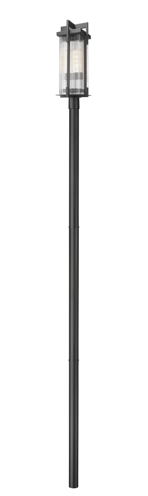 Fortis 2 Light 9.25" Outdoor Post Light, Round Post Fitter in Sand Black, 121" Straight Post