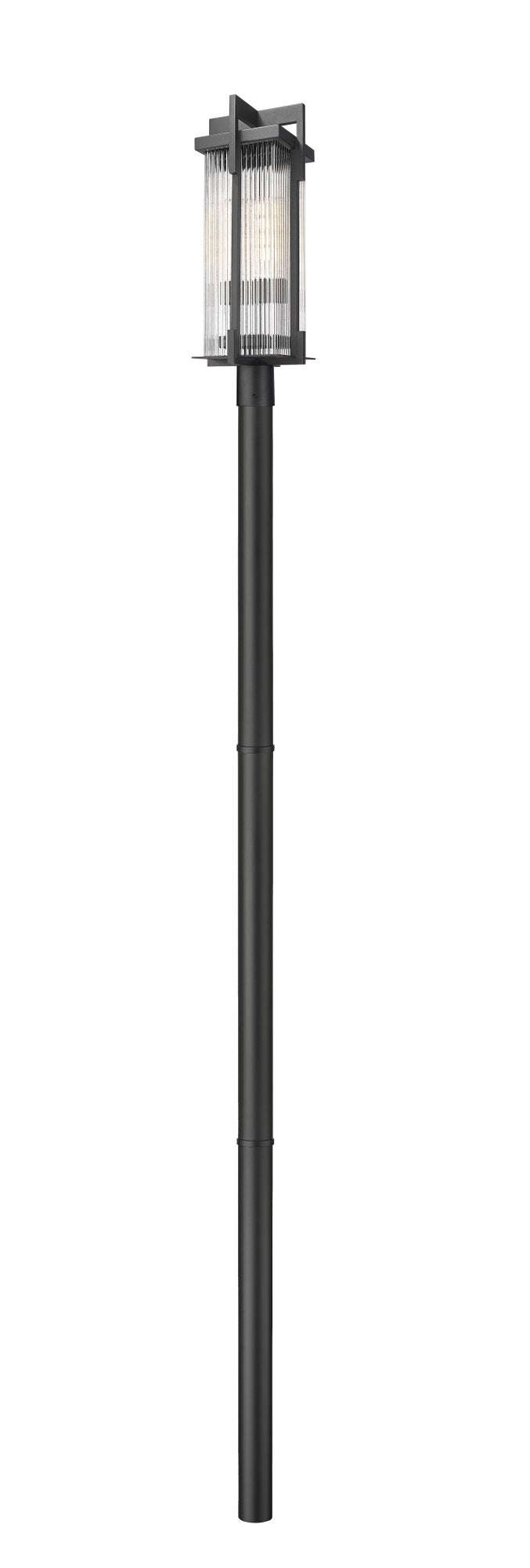 Fortis 2 Light 9.25" Outdoor Post Light, Round Post Fitter in Sand Black, 97" Straight Post
