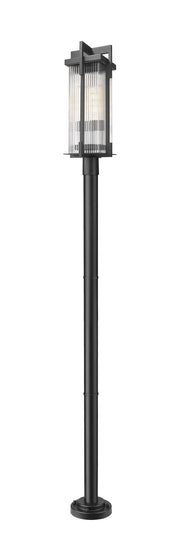 Fortis 2 Light 9.25" Outdoor Post Light, Round Post Fitter in Sand Black, 76" Post, 9" Classic Base