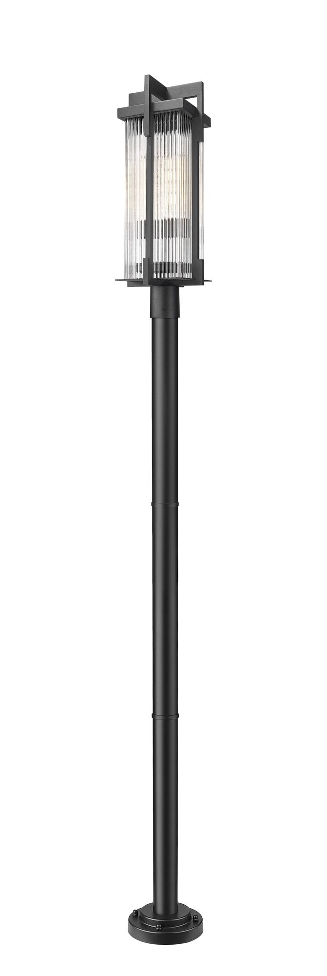 Fortis 2 Light 9.25" Outdoor Post Light, Round Post Fitter in Sand Black, 76" Post, 9" Classic Base