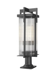 Fortis 2 Light 9.25" Outdoor Post Light, Round Post Fitter in Sand Black, Pier Mount, 6" Base