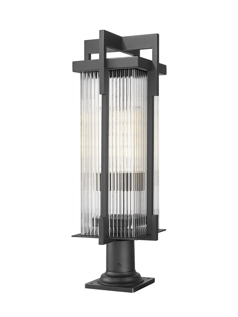 Fortis 2 Light 9.25" Outdoor Post Light, Round Post Fitter in Sand Black, Pier Mount, 6" Base