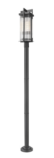 Fortis 2 Light 9.25" Outdoor Post Light, Round Post Fitter in Sand Black, 76" Cast Post, 9" Base