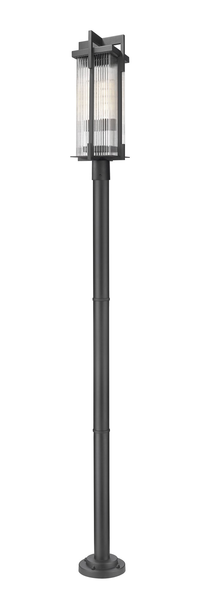Fortis 2 Light 9.25" Outdoor Post Light, Round Post Fitter in Sand Black, 76" Cast Post, 9" Base
