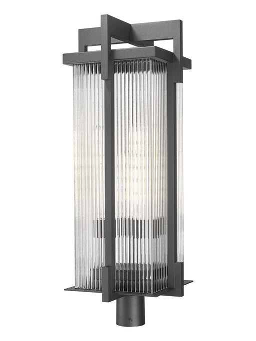 Fortis 3 Light 12.75" Outdoor Post Light, Round Post Fitter in Sand Black, Post Top Only