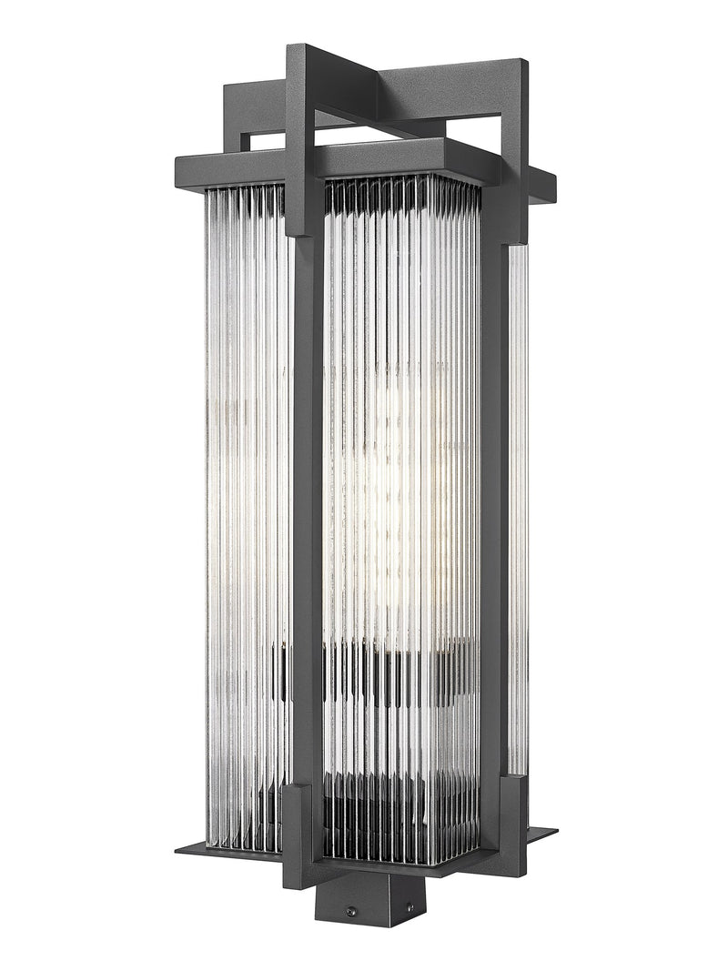 Fortis 3 Light 12.75" Outdoor Post Light, Square Post Fitter in Sand Black, Post Top Only