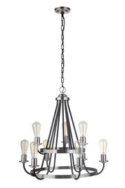 Randolph 9 Light 26" Chandelier in Flat Black/Brushed Polished Nickel