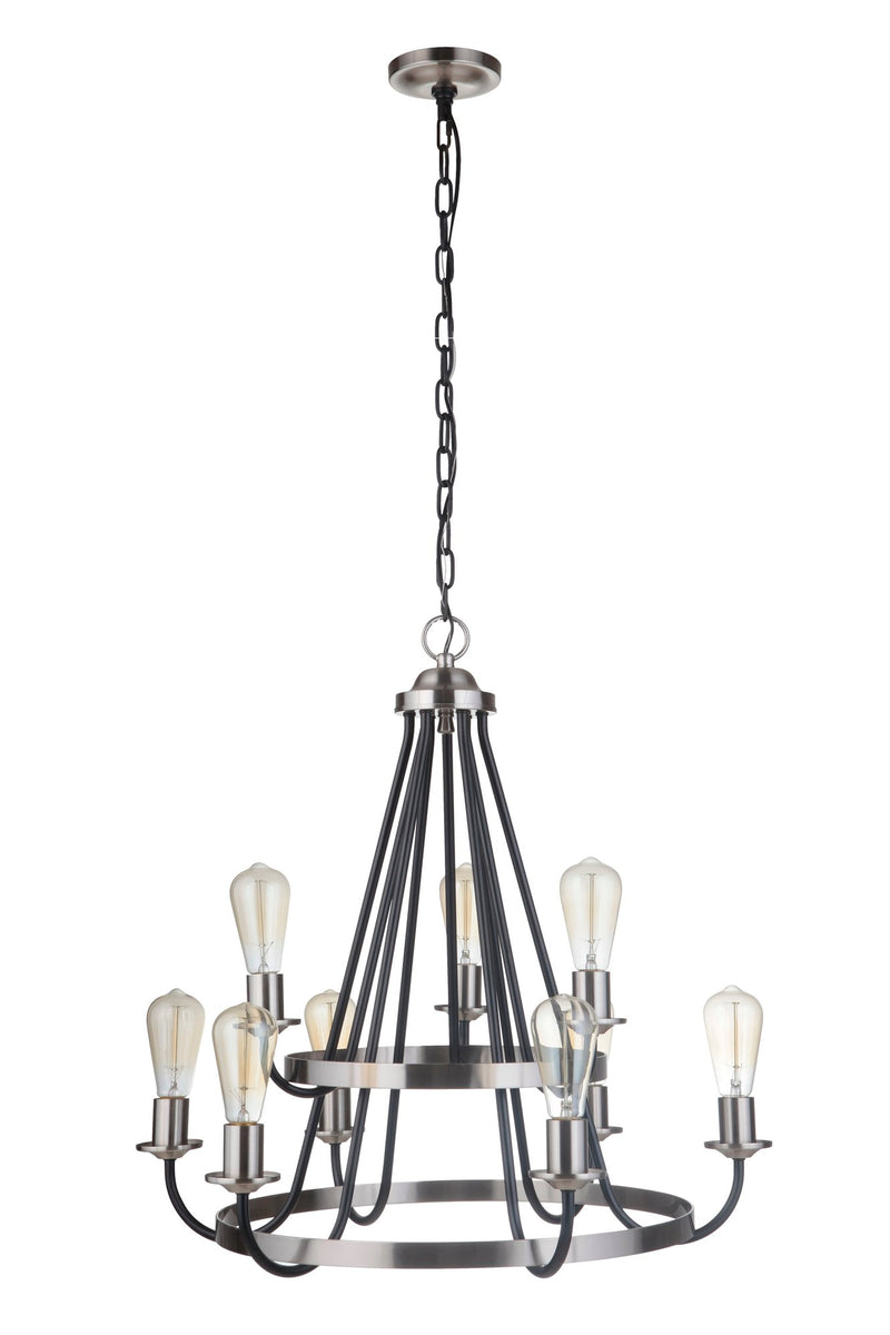 Randolph 9 Light 26" Chandelier in Flat Black/Brushed Polished Nickel