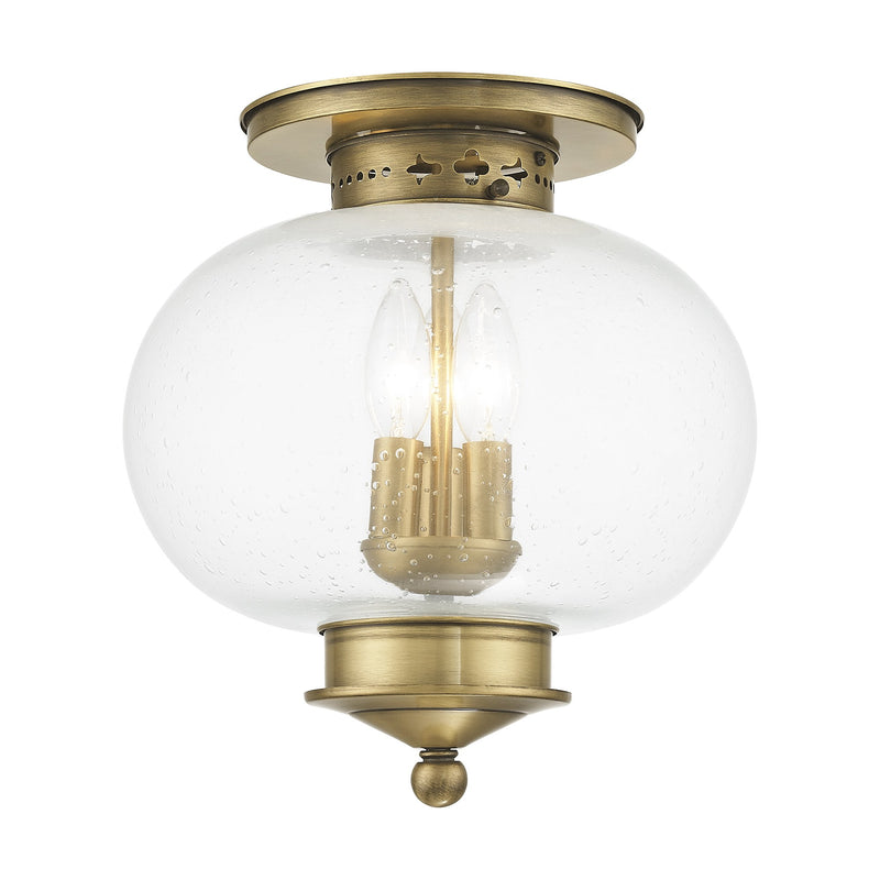 Harbor 3-Light Flush Mount in Antique Brass