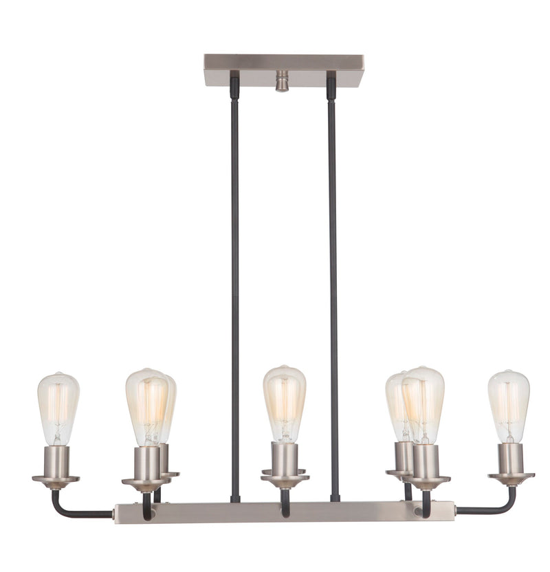 Randolph 8 Light 30" Island in Flat Black/Brushed Polished Nickel