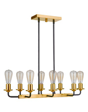 Randolph 8 Light 30" Island in Flat Black/Satin Brass