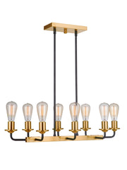 Randolph 8 Light 30" Island in Flat Black/Satin Brass