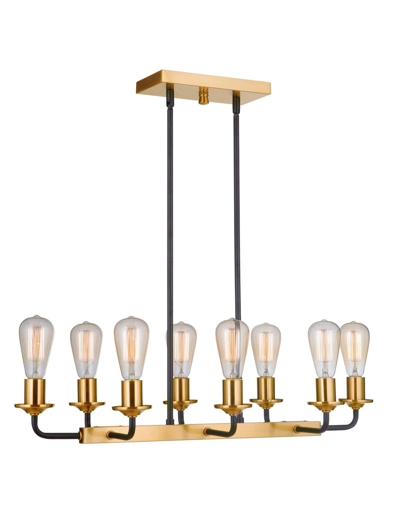 Randolph 8 Light 30" Island in Flat Black/Satin Brass