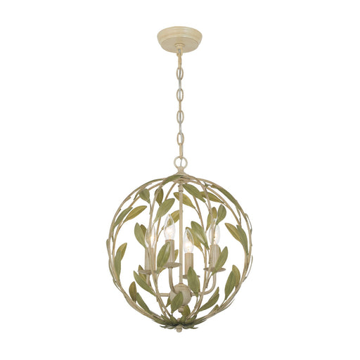 Broche 4 Light 16" Chandelier in Champagne Green Tea