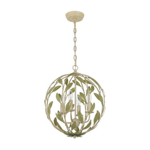 Broche 4 Light 16" Chandelier in Champagne Green Tea