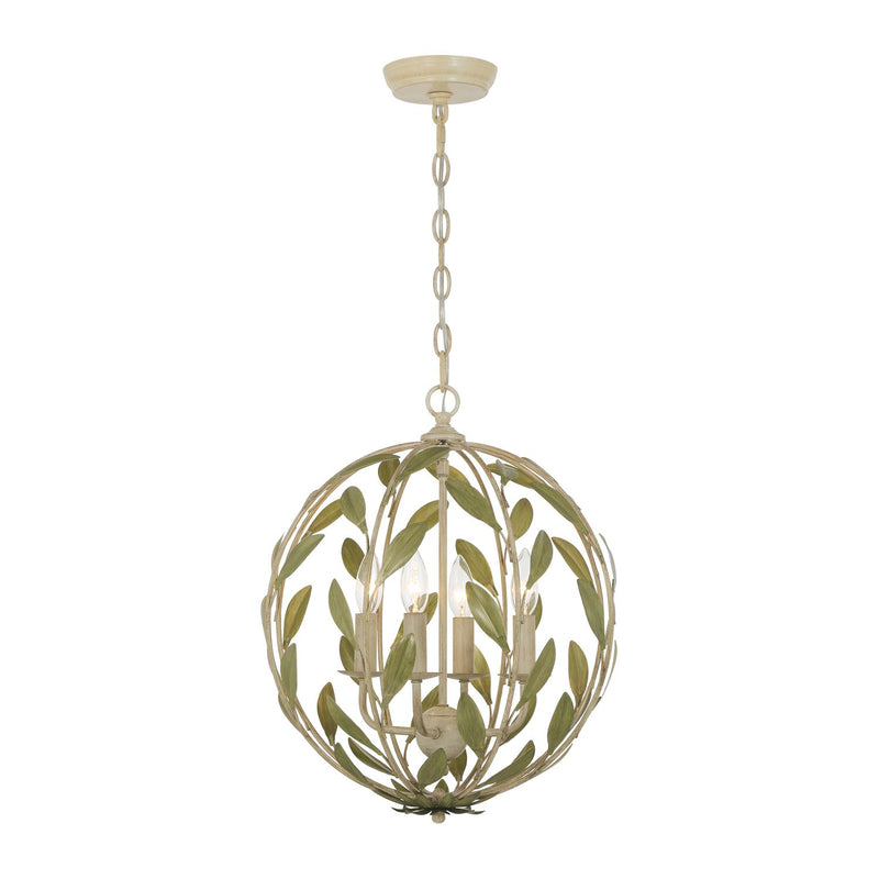 Broche 4 Light 16" Chandelier in Champagne Green Tea