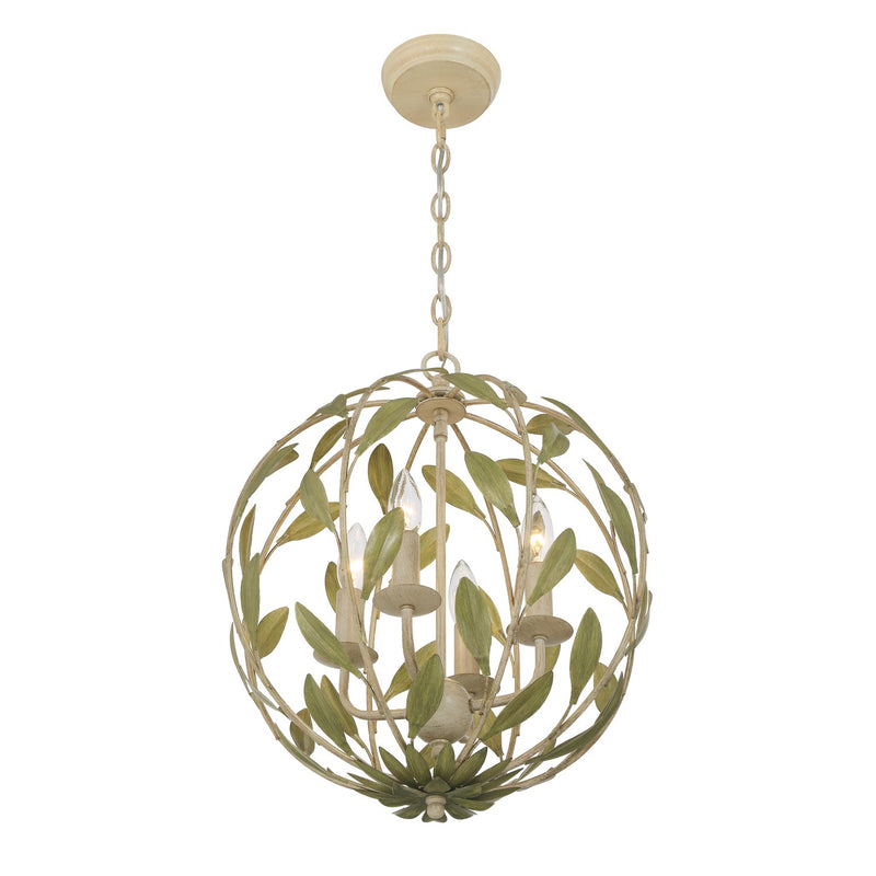 Broche 4 Light 16" Chandelier in Champagne Green Tea