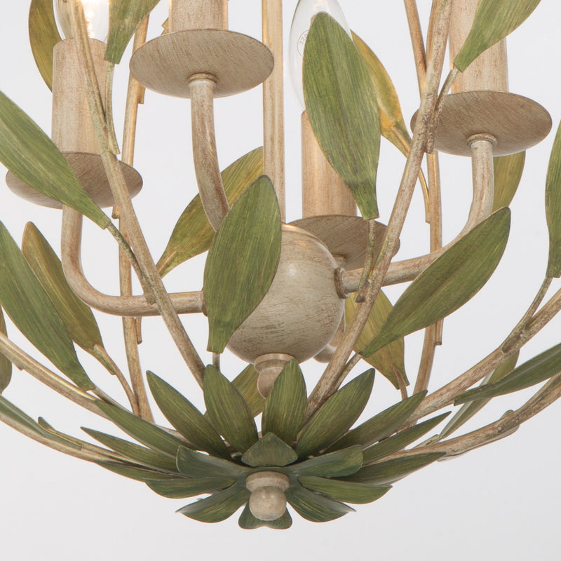 Broche 4 Light 16" Chandelier in Champagne Green Tea